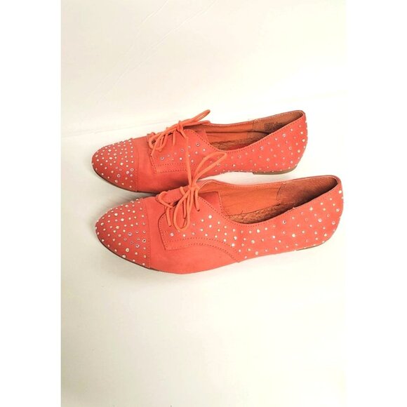 Madden Girl Women's Julissa Size 9 Coral colored and crystal flat shoes - Picture 5 of 7